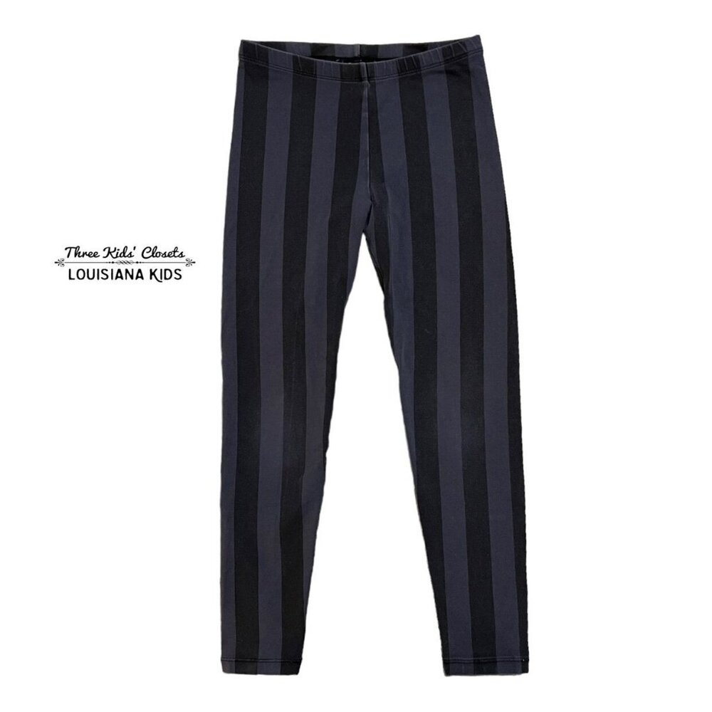Tea Collection Sz 10 Striped Black & Grey Leggings